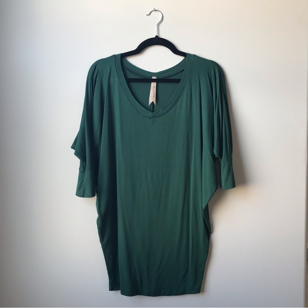 Natural Life Forest Green Dolman-Sleeve Tee (Size S)